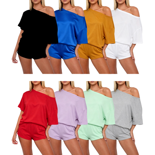 Women’s Casual Two Piece Lounge Set Off Shoulder Top