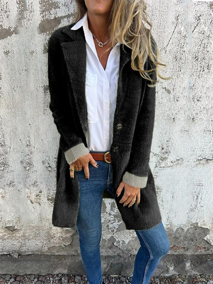 Last Chance 70% OFF-  Women's lapel long-sleeved faux fur long coat