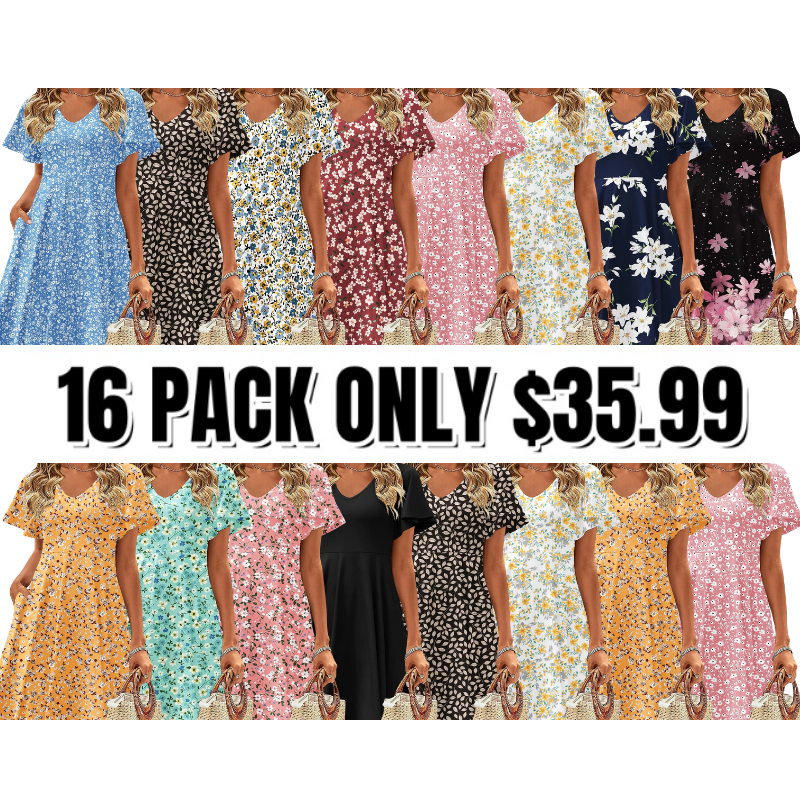 🔥Casual Swing Floral Ruffle Short Sleeve Sundresses