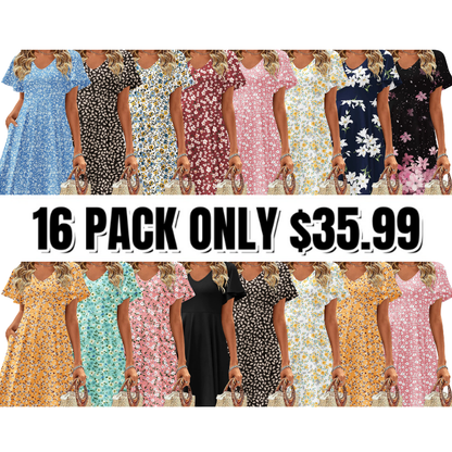 🔥Casual Swing Floral Ruffle Short Sleeve Sundresses