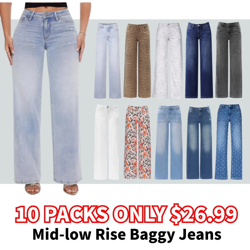 Women's Mid-low Rise Baggy Stretchy Jeans