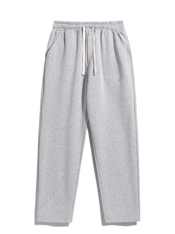 Men's Regular Fit Solid Drawstring Waist Sweatpants, Casual Pocket Design Pants for Fall & Winter, Men's Trousers for Daily Wear