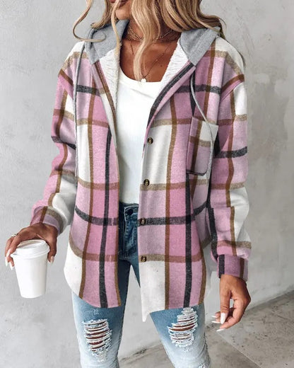Women's Plaid Fleece Lined Hoodie