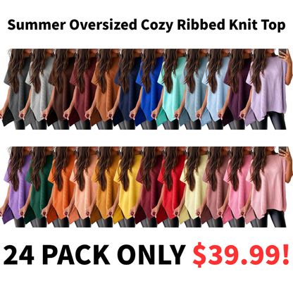 Summer Oversized Cozy Ribbed Knit Top