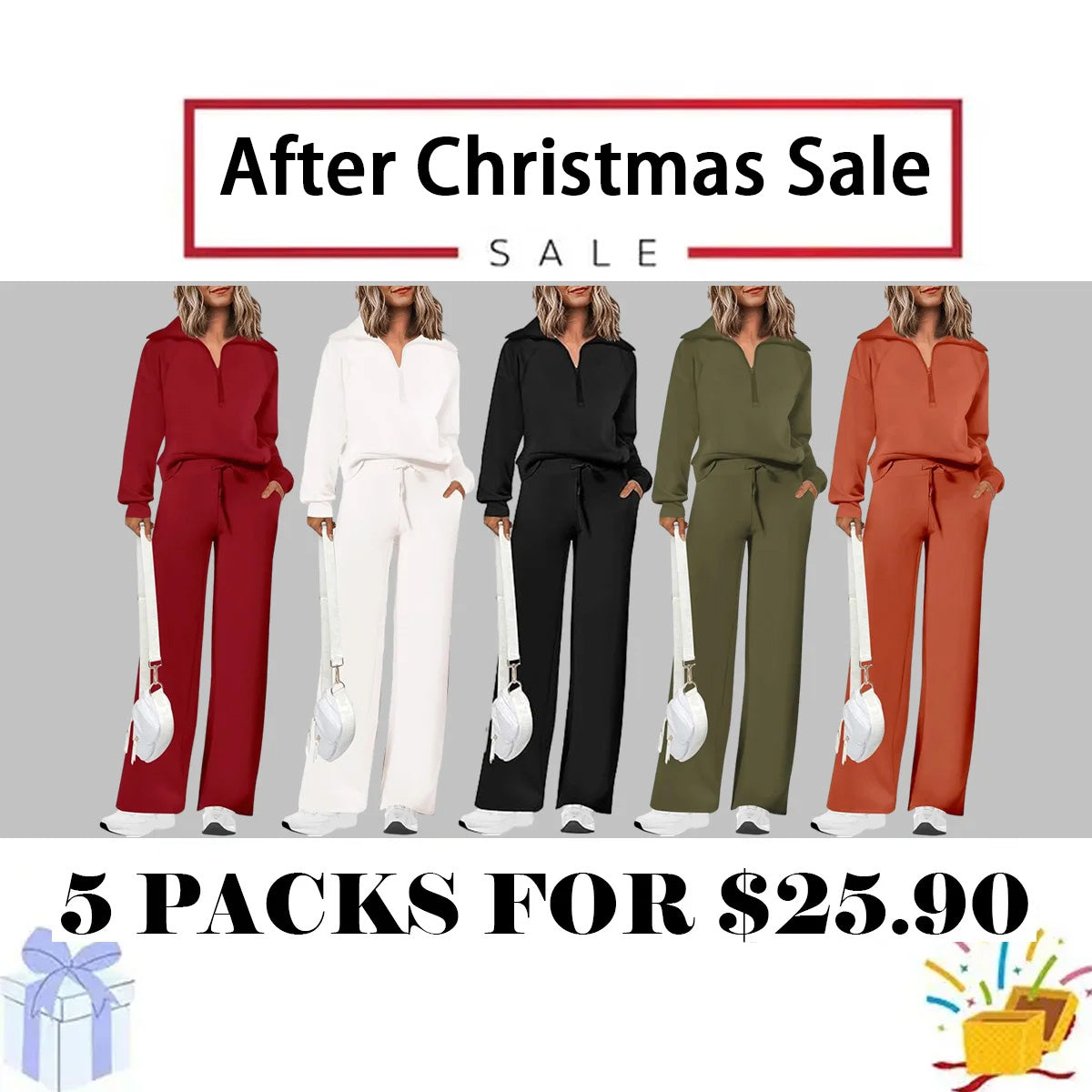 Women's Outfits Casual Lapel Half Zip Sweatshirts And Wide Leg Pants Tracksuit Sets
