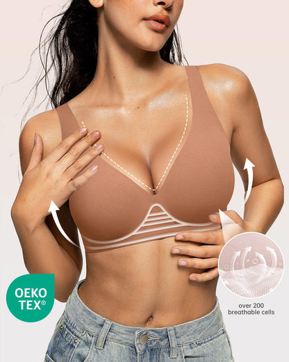 Wireless Polka Dots Deep V Seamless Bras