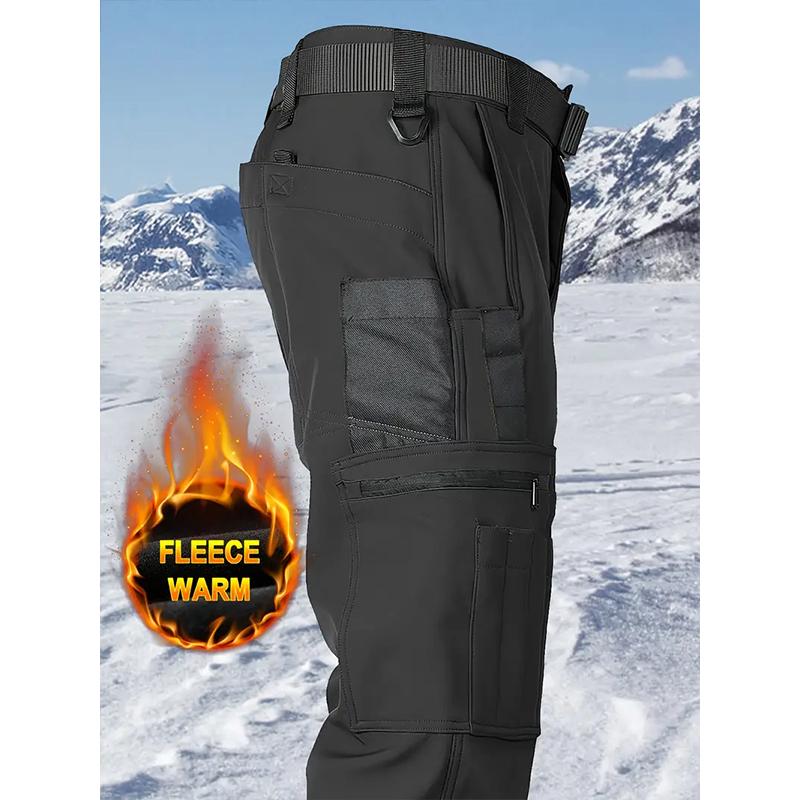 Men's Tactical Sport Pants, Multi-Pocket Windproof and Warm Fleece Pants