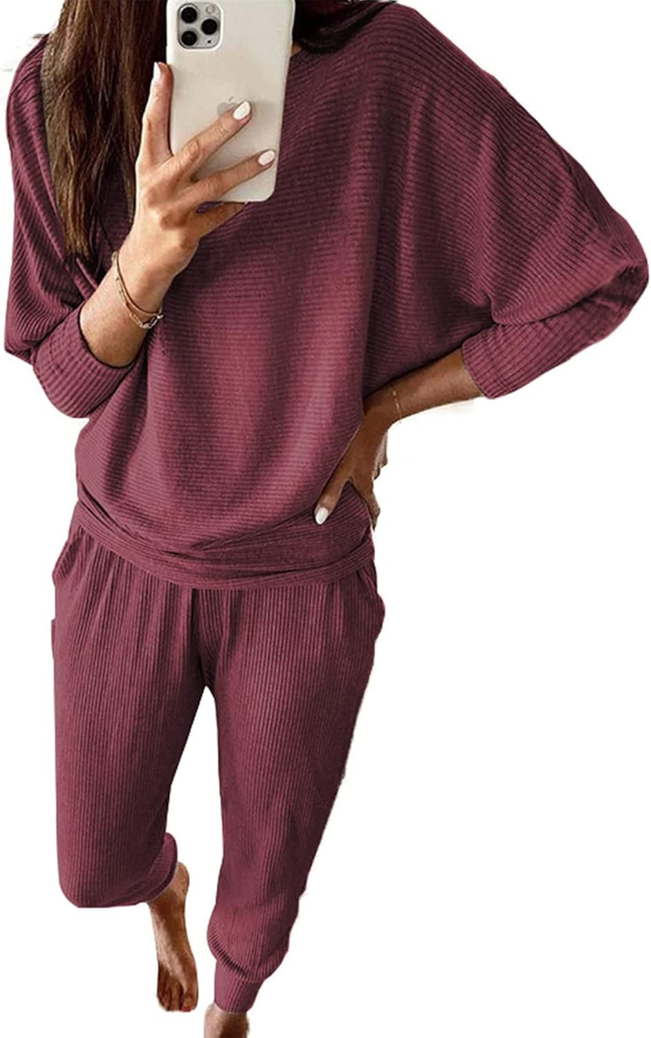 Women's Lounge Matching Set, Short Sleeve Top & Jogger Pants Casual Travel Outfit