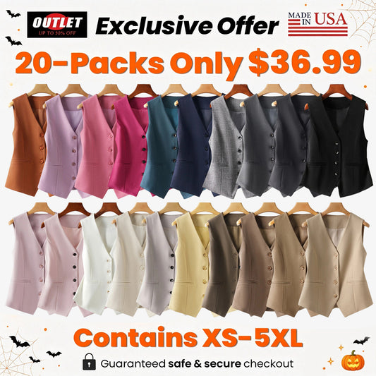 Women V-Neck Button Slim Fit Vest