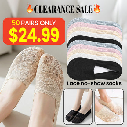 Breathable Cotton Floral Lace No-Show Socks