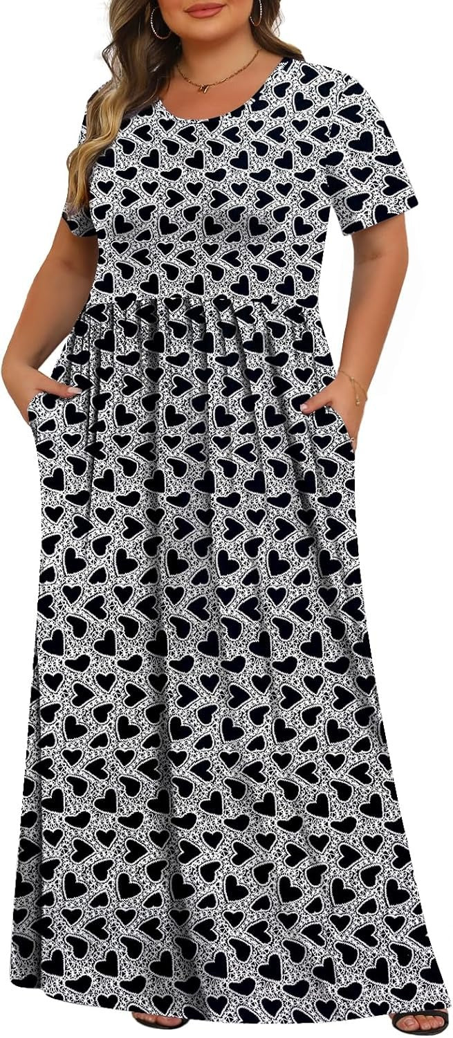 Women's Plus Size Maxi Dresses for Curvy Women Casual Long Dress