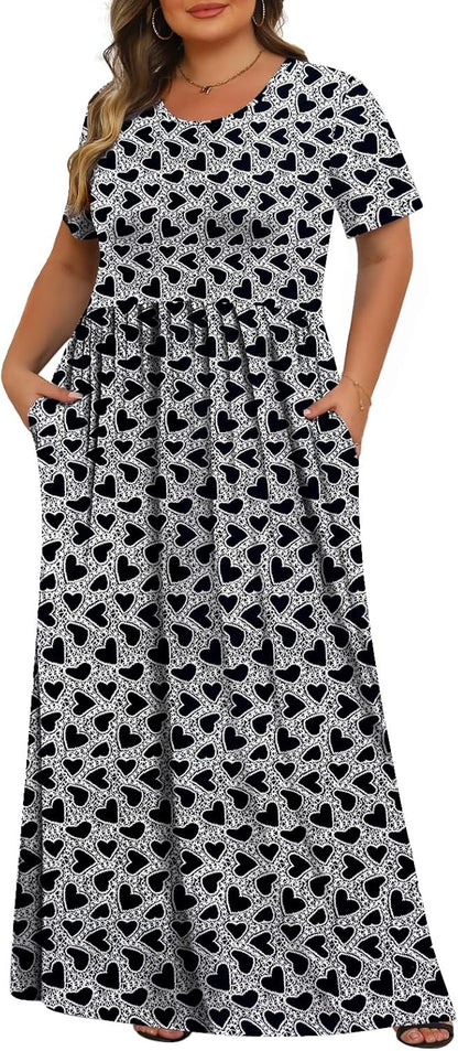 Women's Plus Size Maxi Dresses for Curvy Women Casual Long Dress