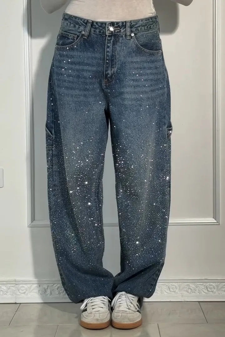 ⏰Final 2-Hour Clearance🔥Women's Casual Rhinestone Loose Harem Jeans