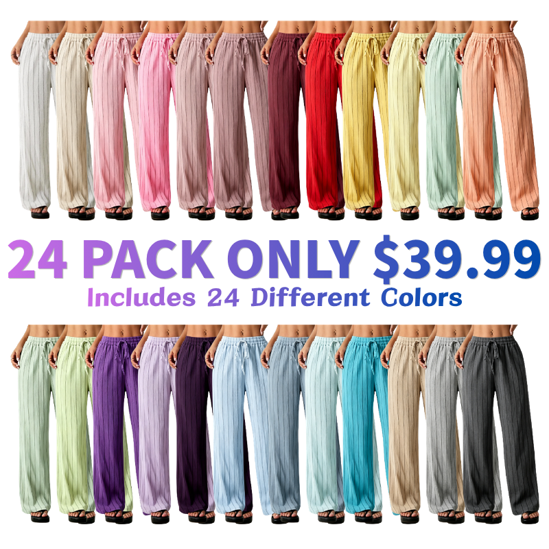 Women's Striped Waist-Tie Loose Pants