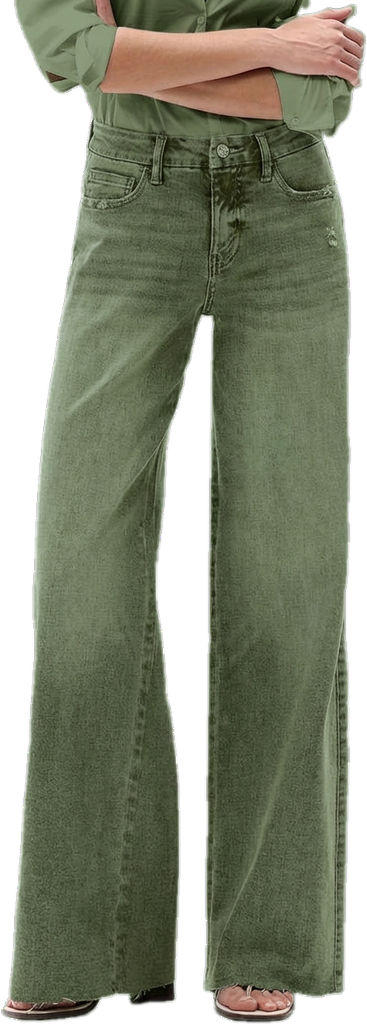 Mid-Rise High-Stretch Relaxed Wide-Leg All-Season Casual Jeans