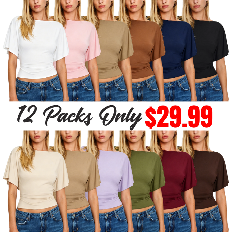 Women's Cinched Waist Shirt Short-Sleeve Top