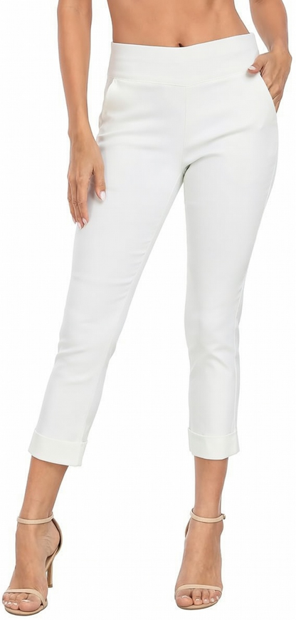 Women’s Capri Pants with Pockets Dressy Casual Stretch Trouser Straight Leg
