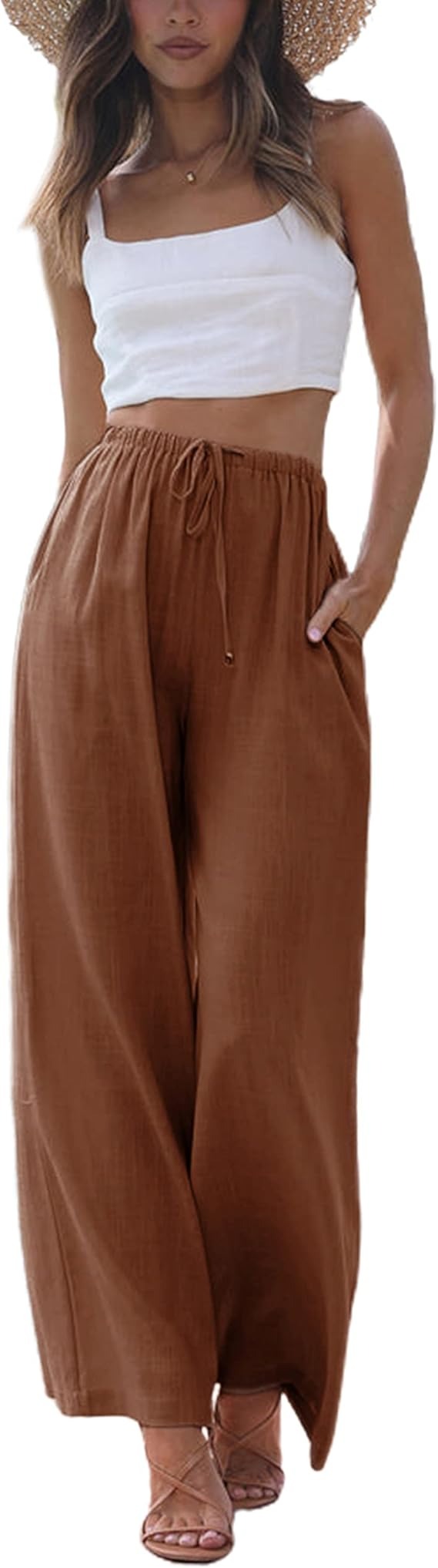 Women's Cotton Linen Summer Palazzo Pants