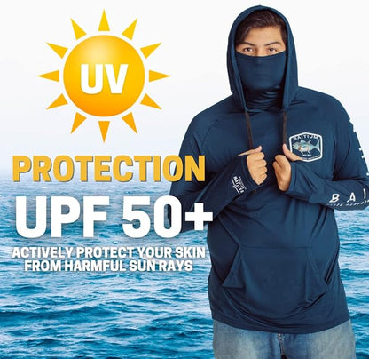 Fishing Shirts for Men Hooded Long Sleeve - UV Sun Protective T-Shirt Tee - Quick Dry Breathable Lightweight Dri Fit