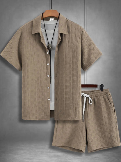 Men's Summer Beach Short Sleeve Two-piece Set