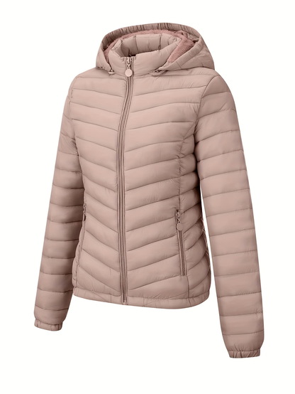 Women's Hooded Padded Coat - Fashion Simple Versatile Lightweight Pockets for Autumn Winter Commuter