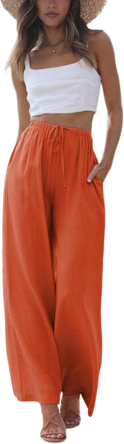 Women's Cotton Linen Summer Palazzo Pants