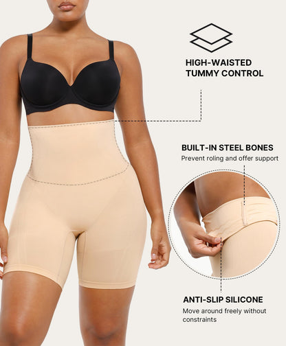 Women Seamless High Waist Sculpting Shorts Tummy & Thigh Slimming Shapewear