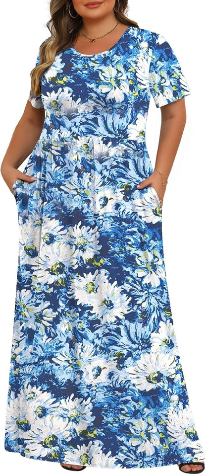 Women's Plus Size Maxi Dresses for Curvy Women Casual Long Dress