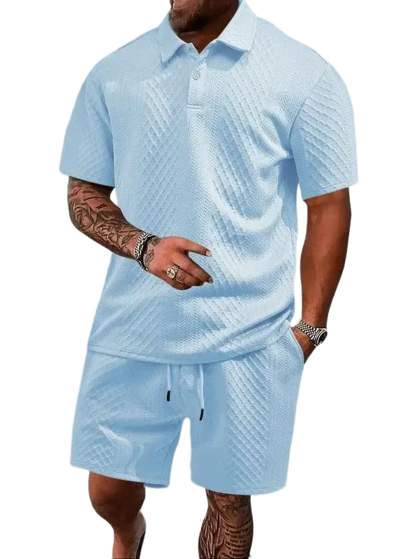 🔥Casual Summer Textured Polo Set