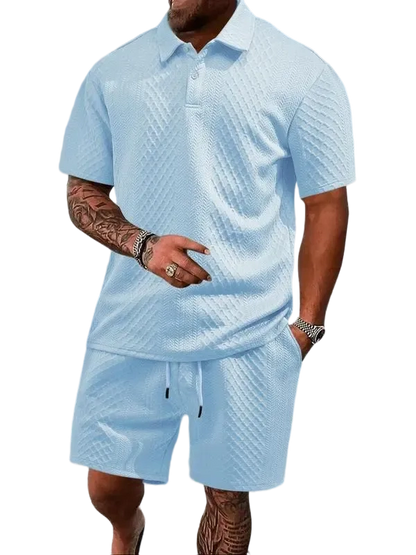 🔥Casual Summer Textured Polo Set