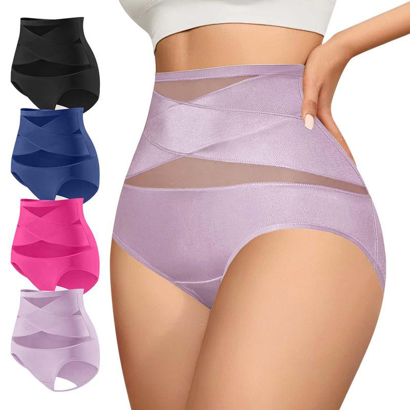 ⏰ TODAY ONLY Women’s High-Waisted Panties Multipack Lucky Letter Logo Cross-Mesh Briefs, Ultra-Soft Tummy Control Comfort Underwear