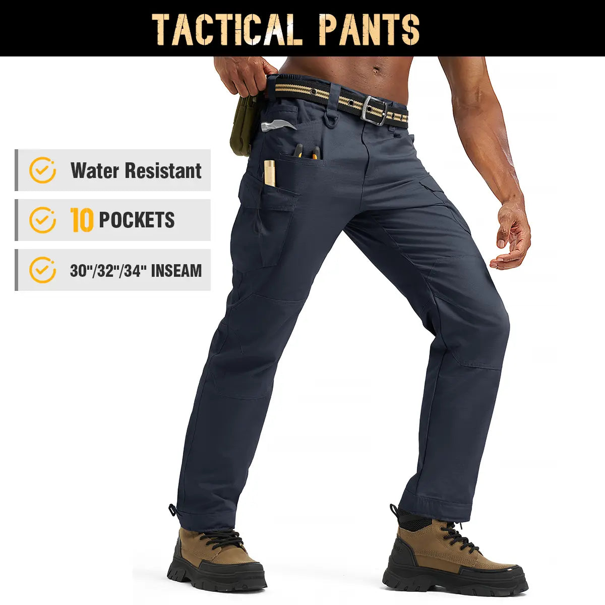 Men's Tactical Work Lightweight Multi-Pocket Water Resistant Cargo Pants