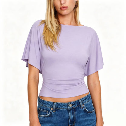 Women's Cinched Waist Shirt Short-Sleeve Top