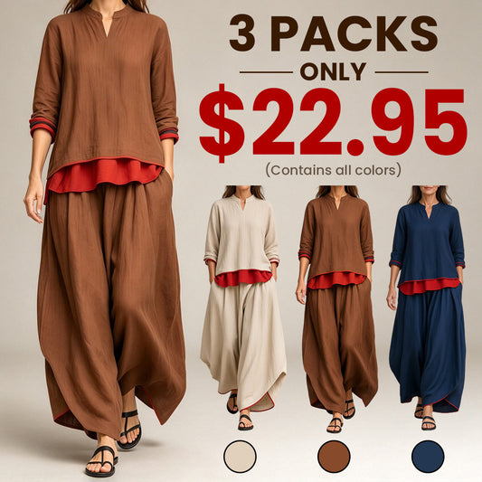 Linen Top & Draped Harem Pant Set