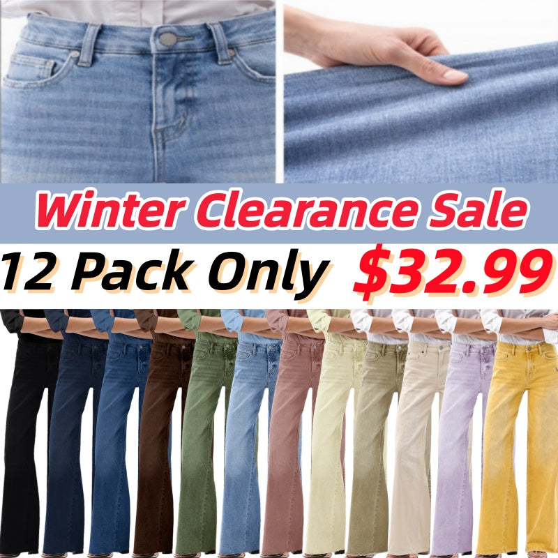 Mid-Rise High-Stretch Relaxed Wide-Leg All-Season Casual Jeans
