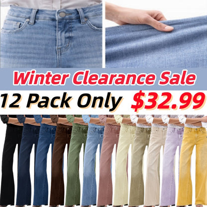 Mid-Rise High-Stretch Relaxed Wide-Leg All-Season Casual Jeans