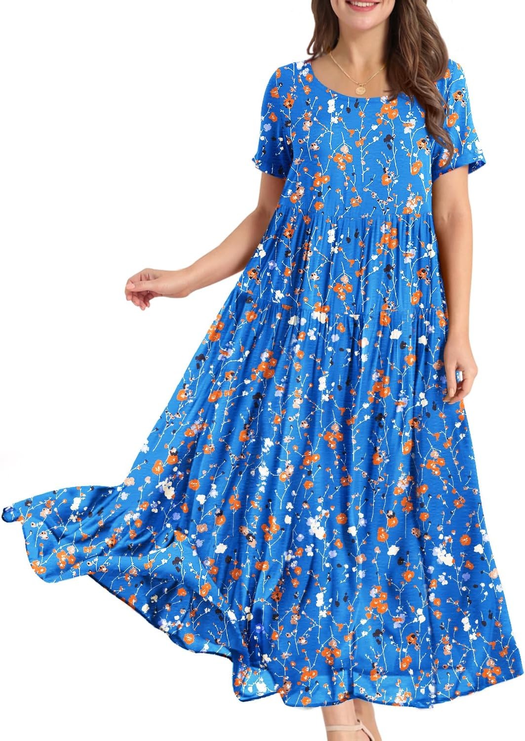 Women Casual Loose Bohemian Floral Dress Maxi Summer Beach Dresses