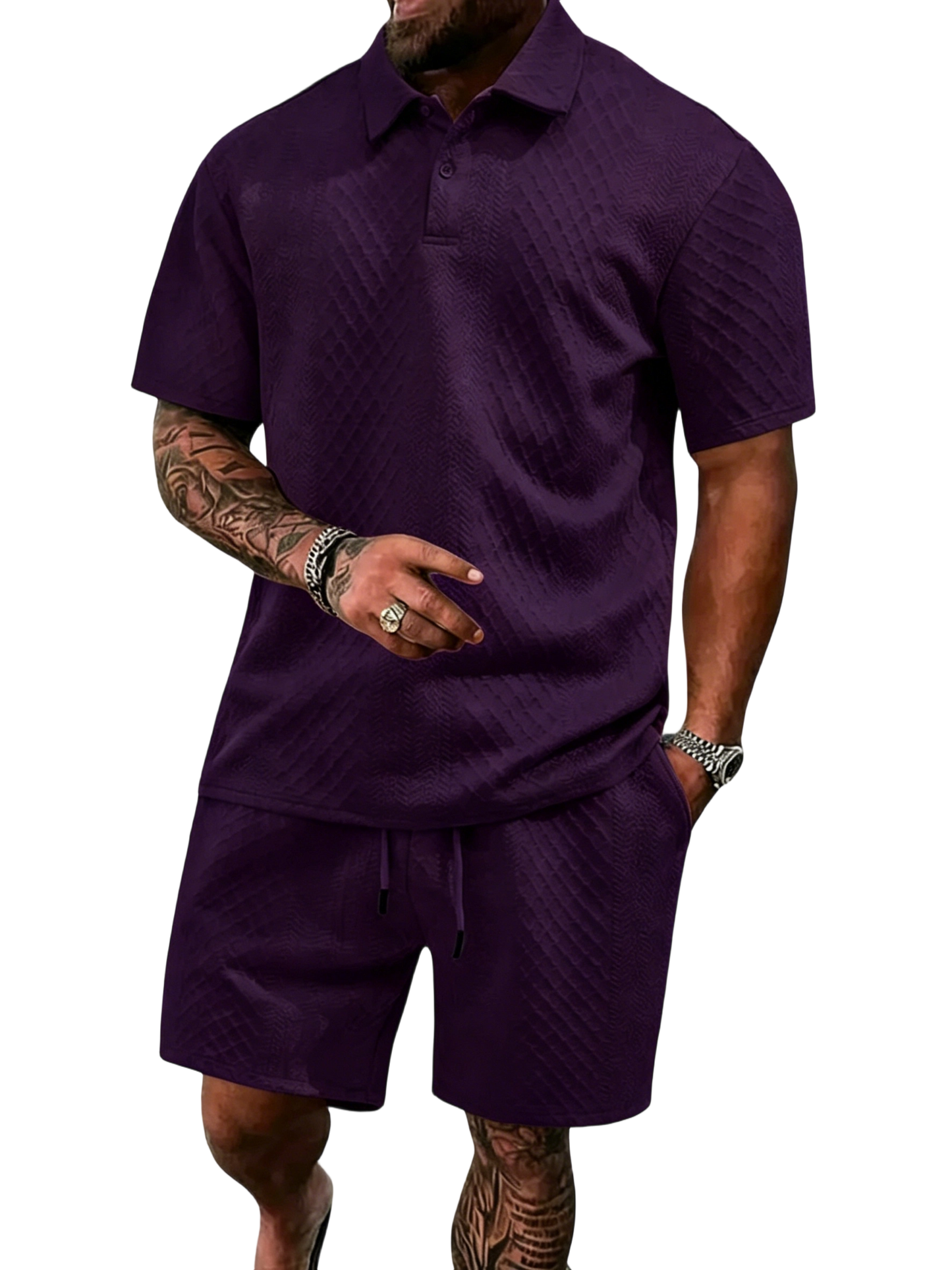 🔥Casual Summer Textured Polo Set