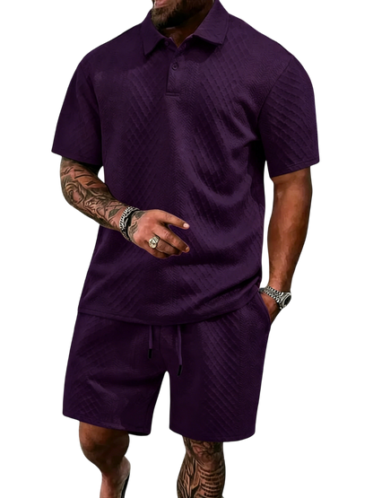 🔥Casual Summer Textured Polo Set