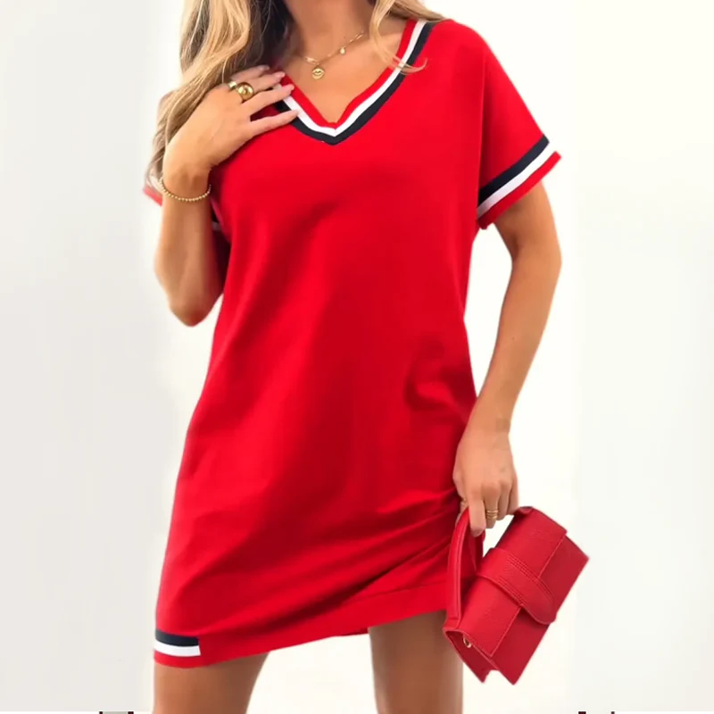 V-Neck Sweatshirt Dress