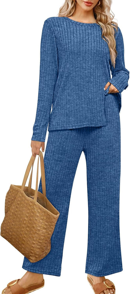 FACTORY SALE Womens Two Piece Outfits Lounge Sets Cozy Sweater Loungewear with Pockets 2025
