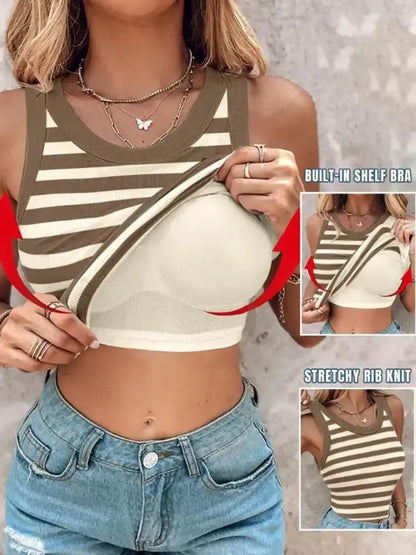 🔥 $24.99-Women's Ribbed Tank Tops with Shelf Bra