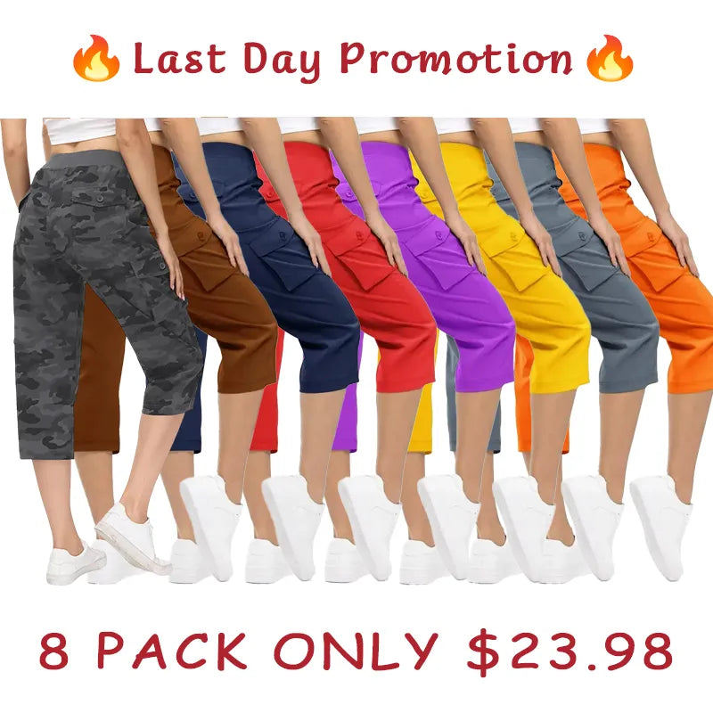 🔥Last day promotion🔥Womens Cargo Capris Lightweight Hiking Pants Shorts Cropped Cotton2