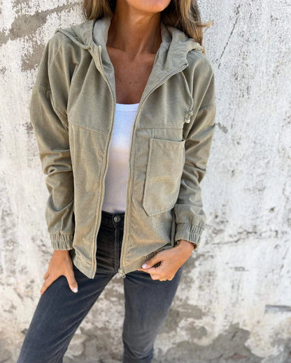 Casual Comfort Zip-Up Corduroy Jacket