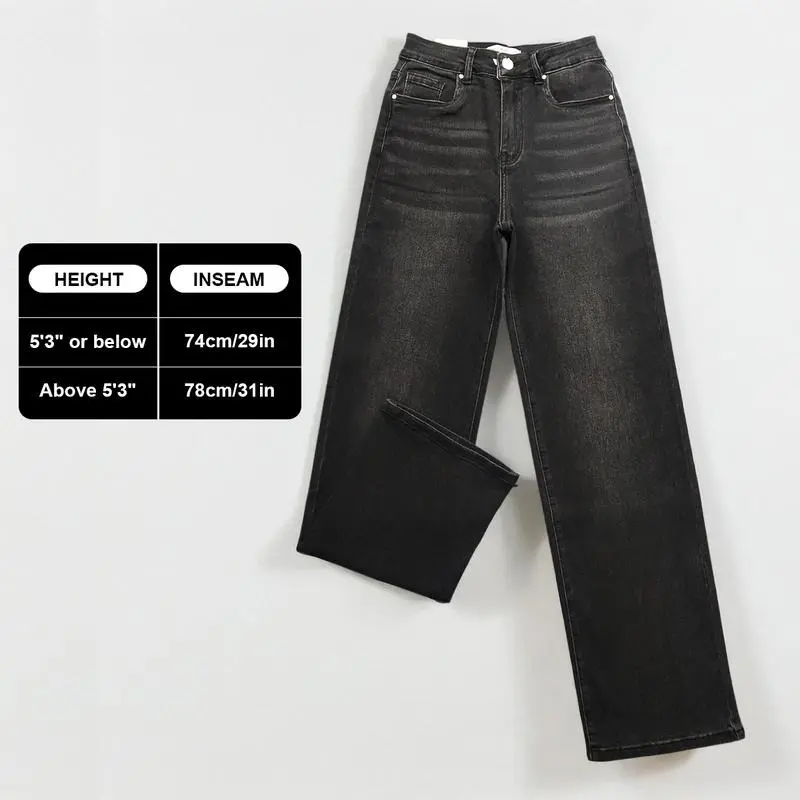 🔥6 Pack-Women's High Waist Wide Leg Jeans - Stretch Denim Trousers with Multi-Pockets