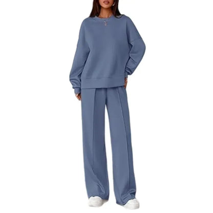 Women Spring & Fall Long Sleeve Wide Leg Pants Sweatsuit