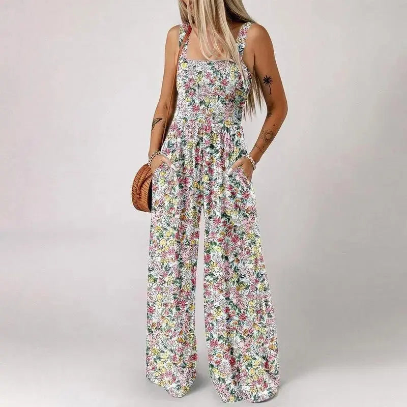 💕Women's Casual Print Sleeveless Overalls Jumpsuits