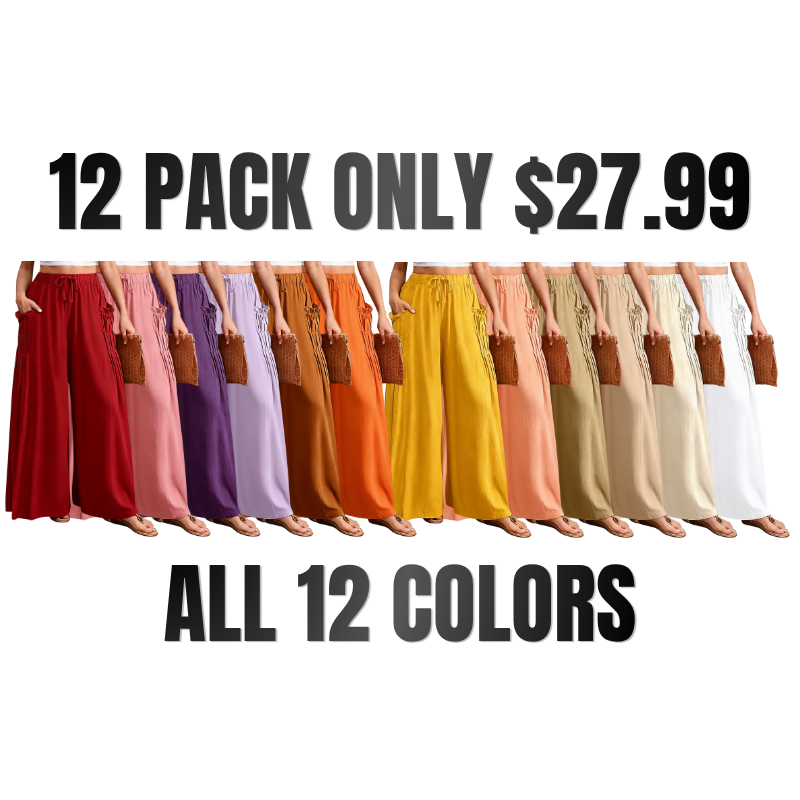 Women Casual Linen Blend Palazzo Pants