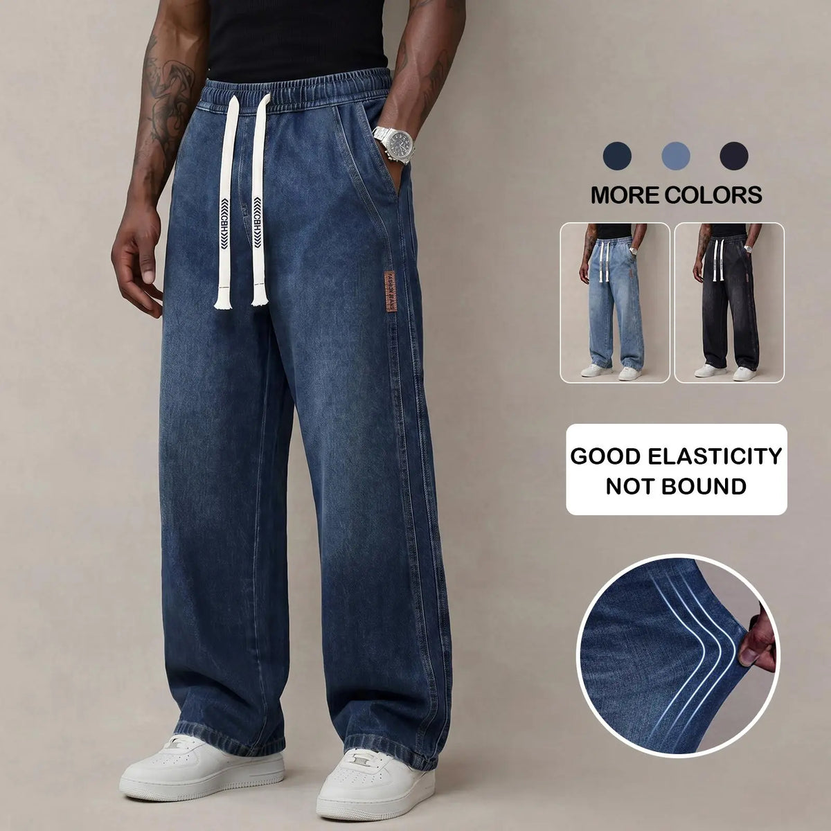 Men's Stretch Cotton Loose Fit Jeans