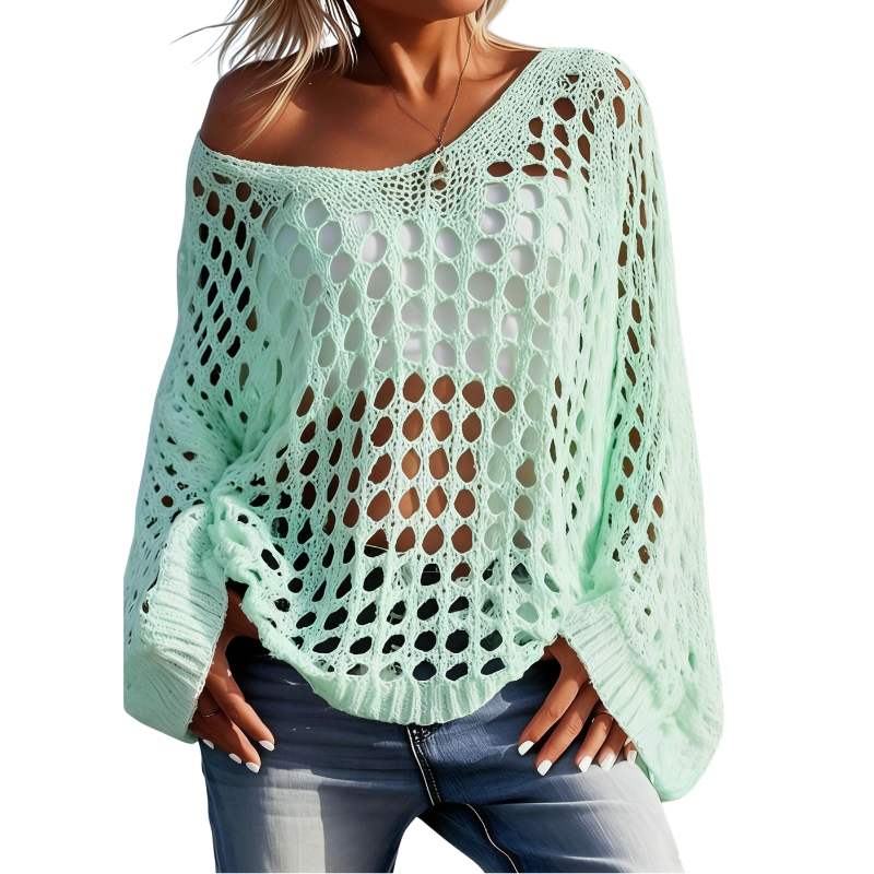 Women's V-Neck Hollow Out Knit Top